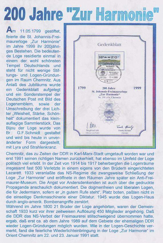 200 Jahre - Sonderblatt mit SST