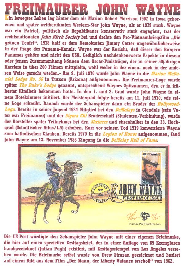 Seltener FDC John Wayne 65 Ex.