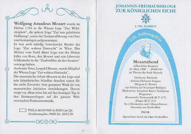 Mozartabend Johannis-Freimaurerloge