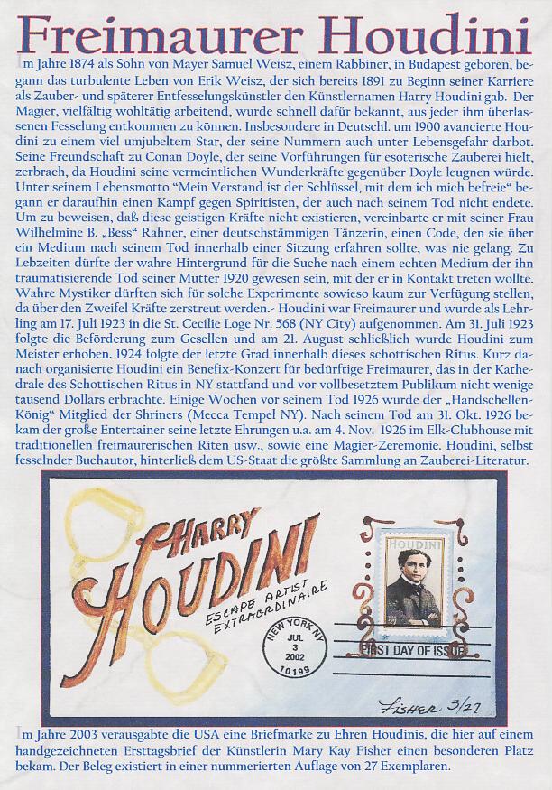 Seltener Ersttagsbrief Houdini